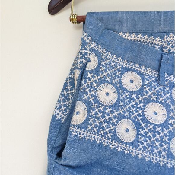 Madewell Chambray Sunstitch Shorts Blue 2 - Picture 7 of 10